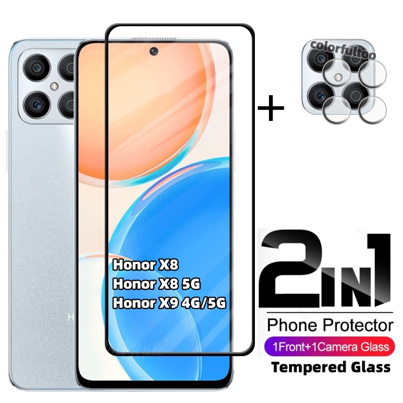 2 in 1 กระจกนิรภัยสําหรับ Huawei Honor X6b X6a X7 X6 X8 X8C X8d X7C X7d HonorX7d 4G 5G 9H Clear Full