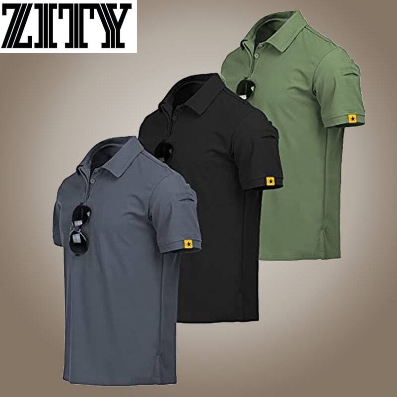 ZITY(ซื้อ 1 แถม 1) เสื้อโปโลผู้ชาย Mens Casual 100% โพลีเอสเตอร์เสื้อโปโลผู้ชายปริมาณสูง Turn Down Collar เสื้อโปโล Plus