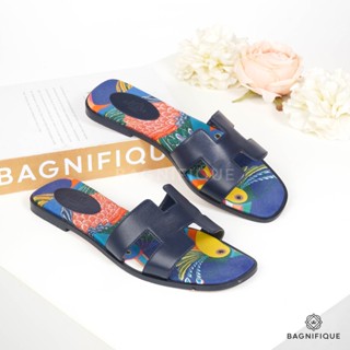 HERMES ORAN SANDALS LIMITED PEECOCK 40 NAVY