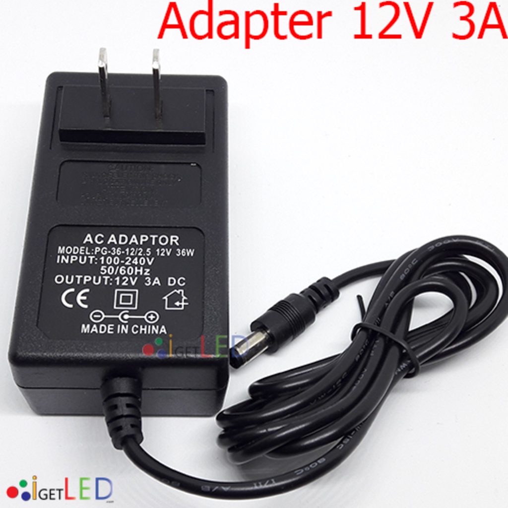 อะแดปเตอร์ Adapter 12V 3A หัวแจ๊ก 5.5×2.1mm
