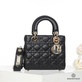 NEW DIOR LADY MY ABC SMALL BLACK LAMB GHW