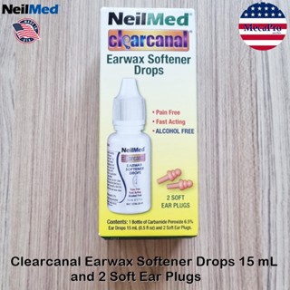 NeilMed® Clearcanal Earwax Softener Drops 15 mL, 2 Soft Ear Plugs ผลิตภัณฑ์ละลายขี้หู ล้างขี้หู กำจัดขี้หู พร้อมที่อุดหู