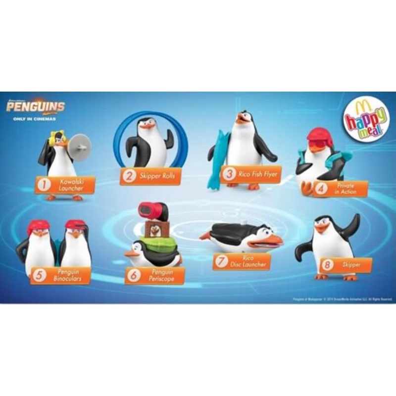 McDonalds Happy Meal Toys Madagascar Penguin 2014 ครบชุด 8 ชิ้น