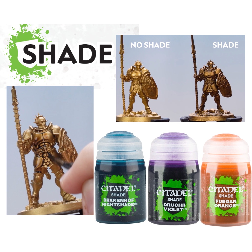 CITADEL COLOUR: SHADE สีอะคริลิคสูตรน้ำ กลุ่มสี เฉด ตัดเส้น ทำเฉดดิ้ง ทำเงา คราบ