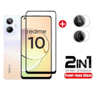 2 in 1 ฟิล์มกระจกนิรภัย สําหรับ Realme 10 Pro Real me realme10 4G เลนส์กล้องด้านหลัง ป้องกันเต็มรูปแบบ ป้องกันหน้าจอ ฟิล์มกระจก