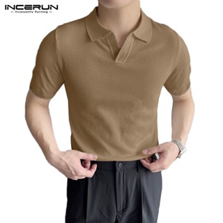 Incerun เสื้อโปโลแขนสั้นลําลอง คอปก สไตล์นักธุรกิจ สําหรับผู้ชาย