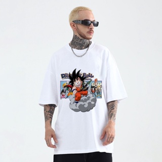 Son Goku Inspired T-Shirt for Men Dragon Ball Oversize Anime Tee Shirts Cotton Loose Clothingเสื้อยืด