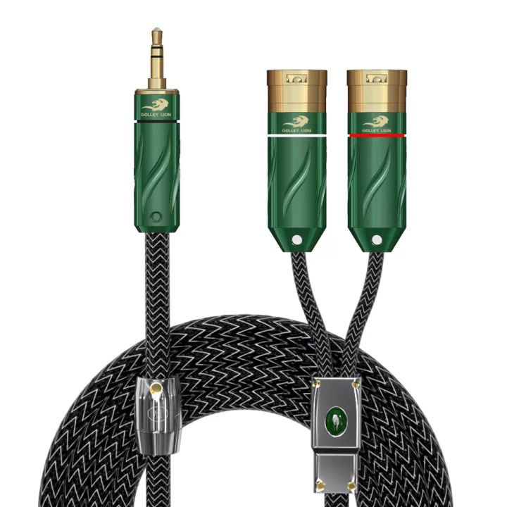 Golley LION สายเคเบิลเสียงสเตอริโอ แจ็คตัวผู้ 3.5 มม. เป็นสายเคเบิลเสียง Dual XLR ตัวผู้ OFC Aux + ปลอกถัก - Flagship Series - รูปที่ 7