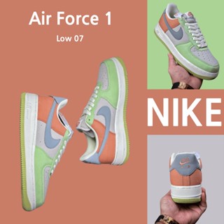 （ยิงจริง）Nike Air Force 1 Low 07 green grey orange รองเท้าผ้าใบ รองเท้า รองเท้าวิ่ง รองเท้า nike-1-4