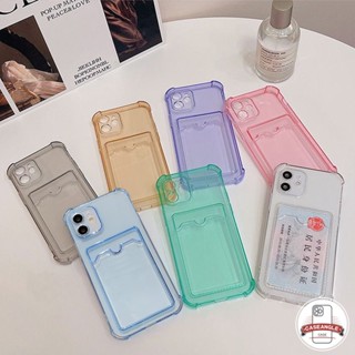 เคสโทรศัพท์มือถือแบบนิ่ม TPU ใส กันกระแทก พร้อมช่องใส่บัตร สีสดใส สําหรับ Samsung A32 A23 A13 A22 A03 A53 A73 A50 A50S A30S A02 A71 A33 A20 A30 M02 S22 Ultra A03 Core