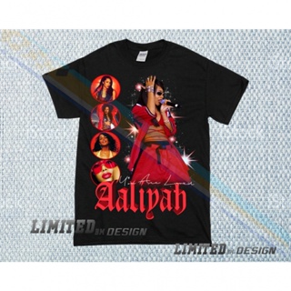 #@$Limited เสื้อยืด Aaliyah Tee ฮิปฮอปแร็พทัวร์ All 47Ed1 ฮิปฮอปดีไซน์ผ้าฝ้ายลําลองสําหรับผู้ชาย [Fk