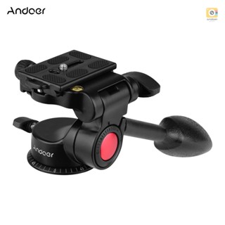 Andoer ขาตั้งกล้องอลูมิเนียมอัลลอยด์ 3-Way Damping Video Head 3 มิติพร้อมที่จับกระทะรองรับ 360 องศา° ขาตั้งกล้องพาโนรามา สําหรับกล้อง DSLR ILDC Monopod Slider Max