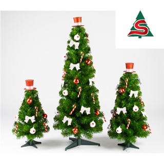 ต้นคริสต์มาสตกแต่งลายจุดขาวแดง ต้นคริสมาส ขนาด 1.5 - 3 ฟุต Christmas Tree 1.5 - 3F คละสี