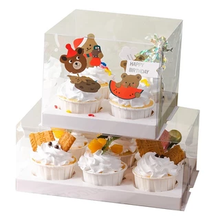 🧁(แพค 10 ใบ)BX8 กล่องคัพเค้กใส ฐานขาว กล่องคัพเค้ก 2หลุม/4หลุม/6หลุม/9หลุม/12หลุม กล่องเค้กแบบใส พลาสติก(12หลุม)