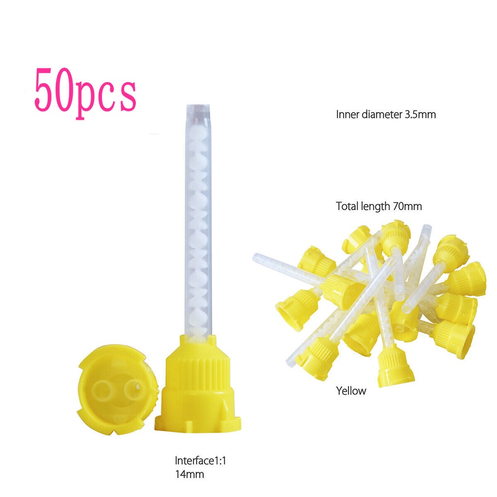 50pcs Dental Materials Dentistry Silicone Rubber Conveying Mixing Head Disposable Impression Nozzles