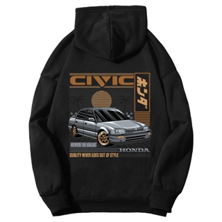 เสื้อกันหนาว มีฮู้ด ลาย FLEECE CLUB CIVIC LC 89 สําหรับรถยนต์