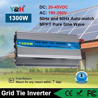 Y&amp;H 1300W Grid Tie Inverter Stackable MPPT Pure Sine Wave DC20-45V Solar Input AC190-260V Power Output fit for 30V 36V PV Panel