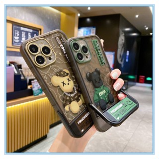 เคสไอโฟน14PROMAX เคส Violent Bear เคส iPhone13 เคสโทรศัพท์มือถือแบบนิ่ม สีดํา พร้อมขาตั้ง พับได้ หรูหรา for เคส iphone 11 เคสไอโฟน13 เคสไอโฟน12 pro max เคสไอโฟนXs max XR  เคสiXR เคสไอโฟน7พลัส ฝาครอบถุงลมนิรภัย