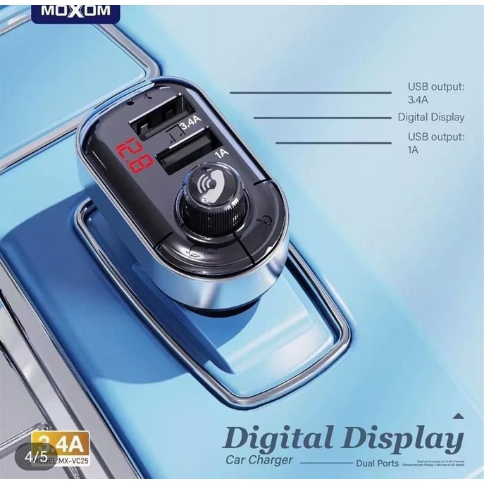 MOXOM MX-VC25 3.4A WIRELESS MUSIC DUAL PORTS ที่ชาร์จแบตในรถ