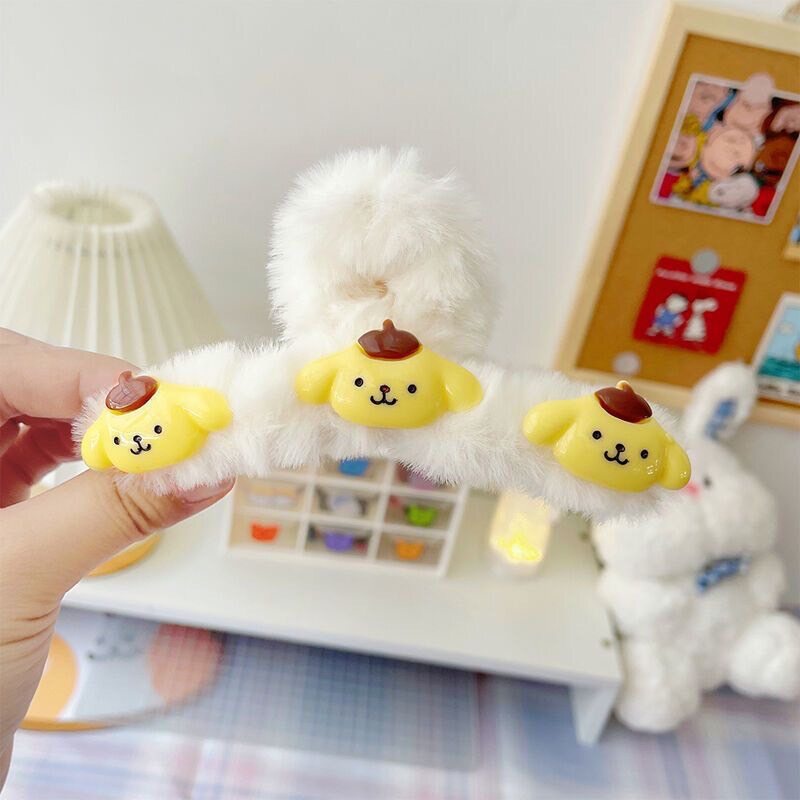 🎀พร้อมส่ง🎀กิ๊บหนีบผม V8 ผ้ากํามะหยี่ ขนนุ่มนิ่ม น่ารักมาก ลายการ์ตูน Sanrio สําหรับผู้หญิง