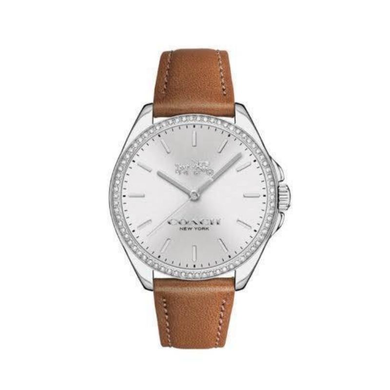 🥰🥰นาฬิกาCoach #watch Tristen Silver Dial Brown Leather Strap สายหนังน้ำตาลค่ะ