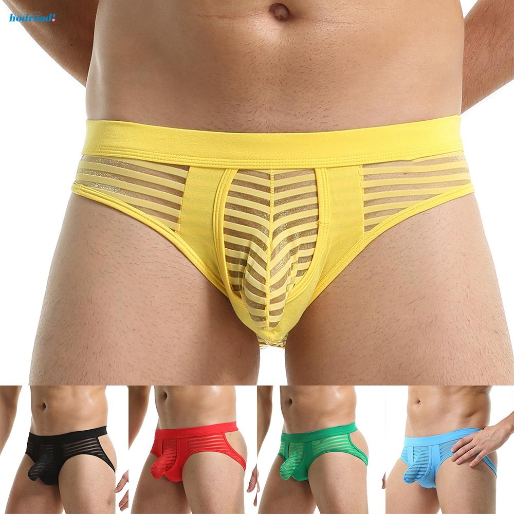 【HODRD】Sexy Mens Striped Underwear Thong Mesh Sheer Lace Pouch G String Briefs Bikini【Fashion】 #4