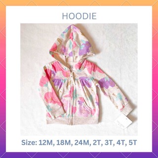 Hoodie สีครีม ลายดอกไม้สีพาสเทล กลิทเตอร์สีทอง