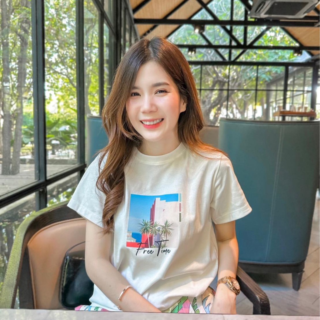 Jarika.shop – เสื้อยืดลาย Free Time  ( งานป้าย.. Jarika ) ( จ48 ) – โปรปัง