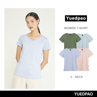 Yuedpao เสื้อยืดผู้หญิงคอวี ทรงเข้ารูป ไม่ย้วย ไม่หด ไม่ต้องรีด ใส่สบาย basicstyle เสื้อยืดคอวีผู้หญิง 4 สี