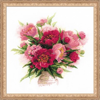 Rio-1259 Peonies in a Vase ชุดปักครอสติชลิขสิทธิ์แท้ ครอสติชไม่พิมพ์ลาย แบรนด์ Riolis