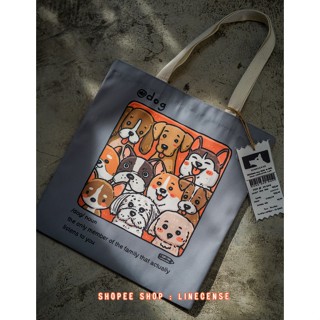 [New!] “A group of Dogs” Canvas Tote Bag กระเป๋าผ้าแคนวาสลายแกงค์หมา