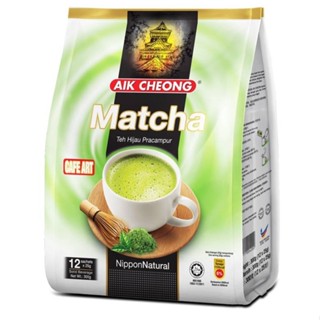 Aik cheong matcha ชาเขียว มัจฉะ สำเร็จรูป 3 in 1 บรรจุ 12 ซอง ชาเขียวสำเร็จรูป