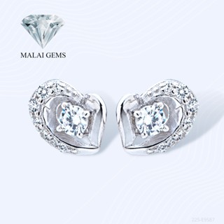 Malai Gems ต่างหูเพชร  ต่างหูหัวใจ เงินแท้ Silver 925 เพชรสวิส CZ เคลือบทองคำขาว รุ่น 225-E9587 แถมกล่อง