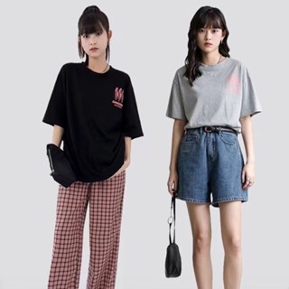 2364#เสื้อยืดแขนสั้นผู้หญิง ฤดูร้อนใหม่ เสื้อคอกลมเอนกประสงค์ oversize t-shirt ใส่ได้ทั้งชายและหญิง