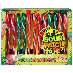 spangler sour punch canes 12ct 150g.  merry christmas (รวมสีส้ม4 ฟ้า4 เขียว4)