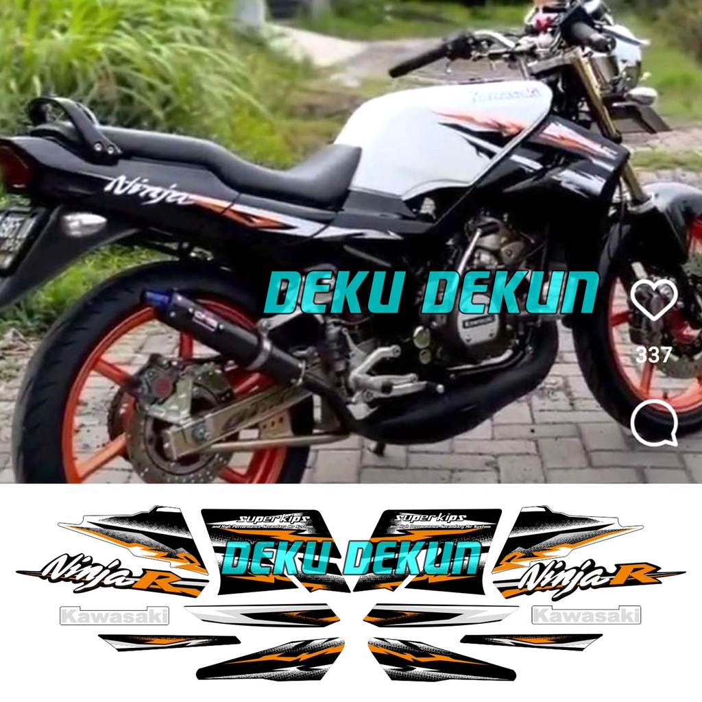 Ninja R White Striping 2011 สีดําและสีขาว Variation Glossy เคลือบด้านตัดเคลือบเงาทน