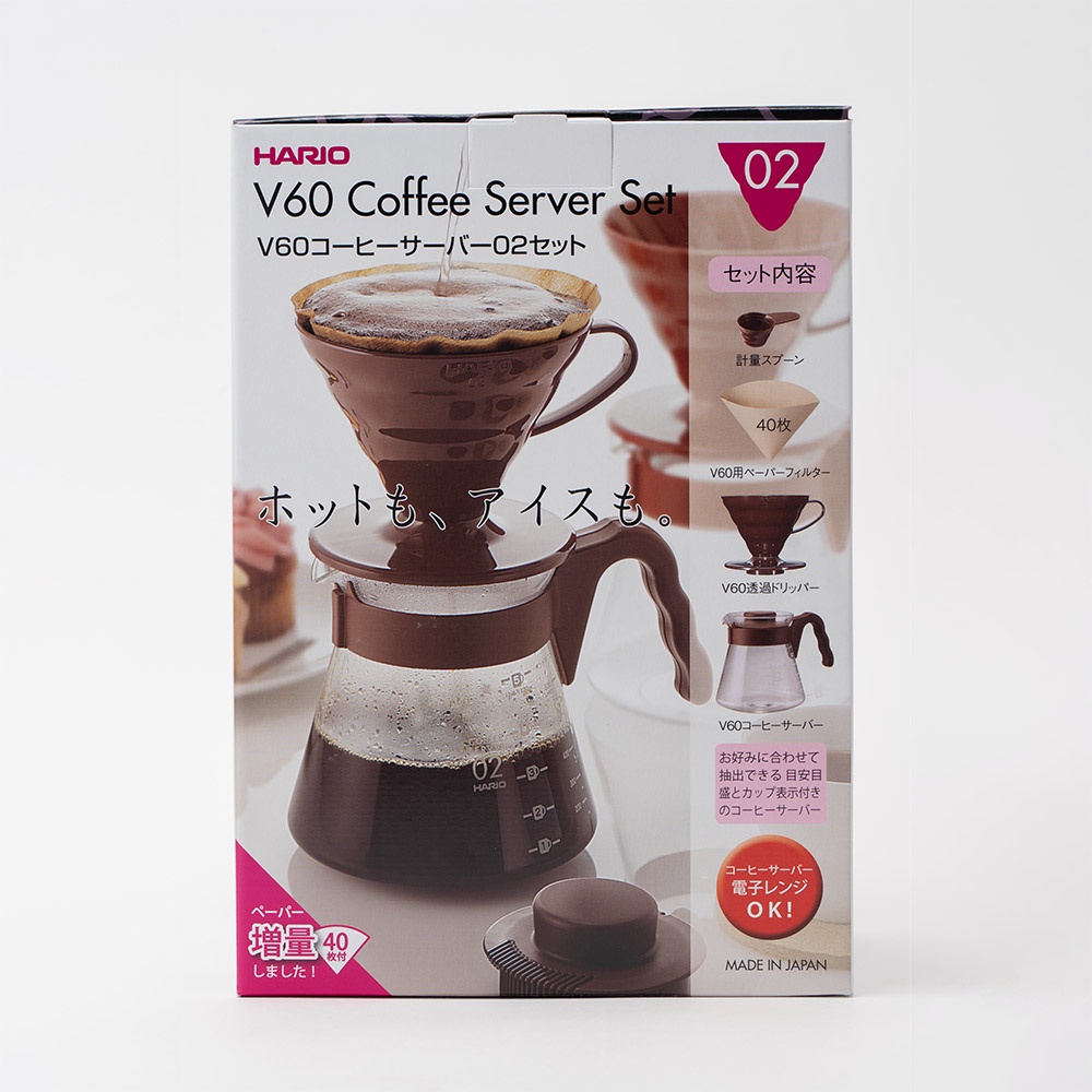HARIO V60 Coffee server 02 set drip For 1 4 cups Brown VCSD02CBR