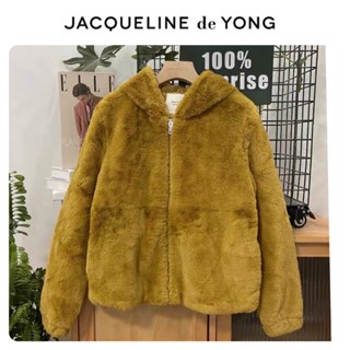 เสื้อฮู้ดขนกันหนาว เสื้อกันหนาวขน สีเหลืองขมิ้น แบรนด์ 🤎JACQUELINE DE YONG🤎  (WY927)