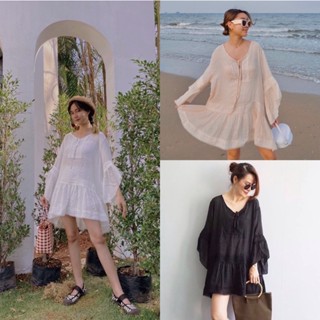 🐰🧚🏻‍♀️New มินิเดรสทรงแขนกระดิ่ง เสื้องานถัก เสื้อคลุมสไตล์โบฮีเมี่ยน🌻