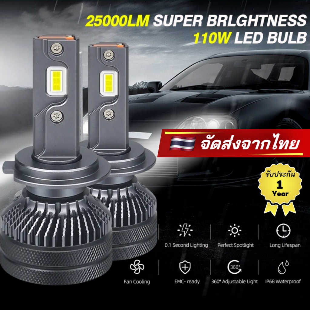 หลอดไฟหน้า LED 110W  K5C ไฟหน้ารถ ไฟตัดหมอก h4 h11 hb4 hb3 h7 hir2 9006 9005 9012 Canbus 2 หลอด สว่า