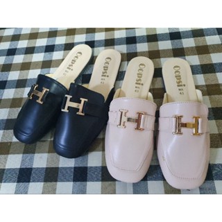 รองเท้าเปิดส้น ไซส์ใหญ่ 41-45 อะไหล่เหล็ก H รองเท้าผู้หญิง รองเท้าแฟชั่น รองเท้าคนอ้วน รองเท้าสาวอวบ รองเท้าสาวสอง SHER