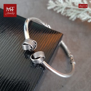 MT กำไลข้อมือเงินแท้ หัวลายสาน สไตล์บาหลี ข้อมือ 16 ซม. Solid 925 Sterling Silver Bangle (sbg114) MT Jewelry มณีธารา