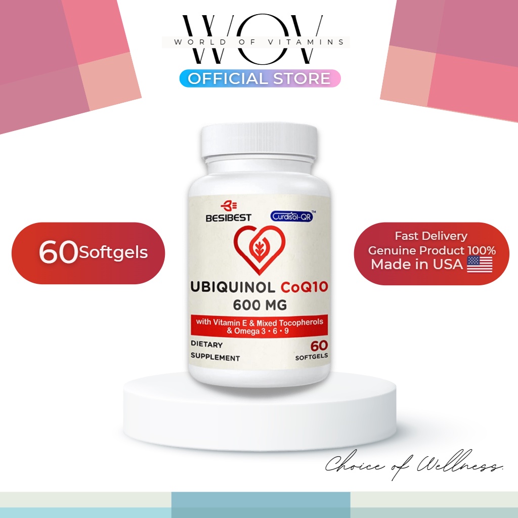 Besibest Ubiquinol CoQ10, 600mg Softgel, Active Form of Coq10