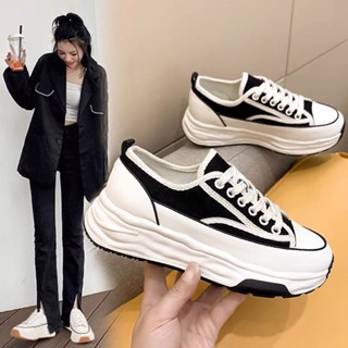 รองเท้าผ้าใบ รองเท้าแฟชั่น New Melting Thick Shoes Small White Bottom Womens Sneakers