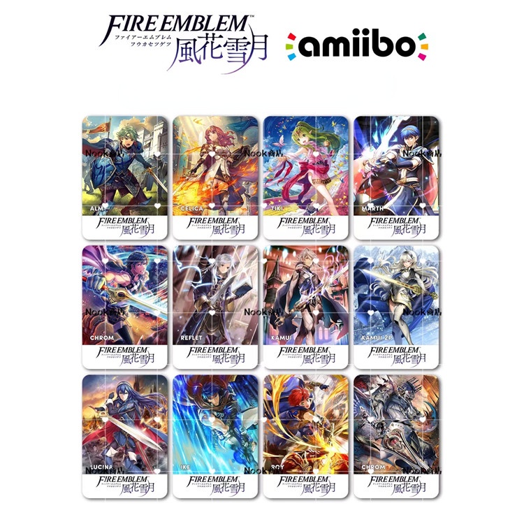 การ์ดสัญลักษณ์ Amiibo สัญลักษณ์ไฟ ดวงจันทร์ และหิมะ แบบไม่ทึบแสง 12 ชิ้น