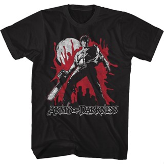 Blood-Splattered Army of Darkness T-Shirt เสื้อยืดผู้ชาย เสื้อยืดชาย