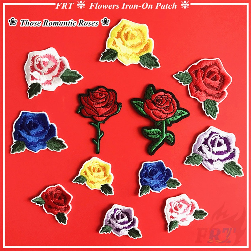 ☸ แผ่นแพทช์เหล็ก รูปดอกกุหลาบโรแมนติก - Series 02 ☸ แผ่นแพทช์รีดติดเสื้อ DIY 1 ชิ้น