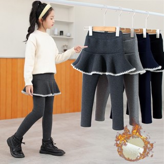 กางเกงเลกกิ้ง แบบหนา แฟชั่นฤดูใบไม้ร่วง สําหรับเด็กผู้หญิงkids winter velvet skirt pants