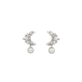 Fyne Fories Moon Castle Earrings ♡ ต่างหูพระจันทร์เสี้ยว ประดับ zirconia ห้อยมุก ♡ fynefories