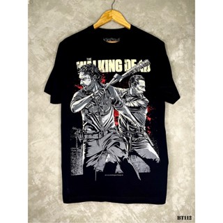 Twdเสื้อยืดสีดำสกรีนลายBT112